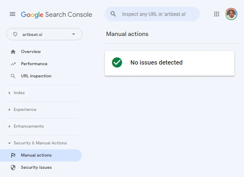 Google Search Console - Manual actions